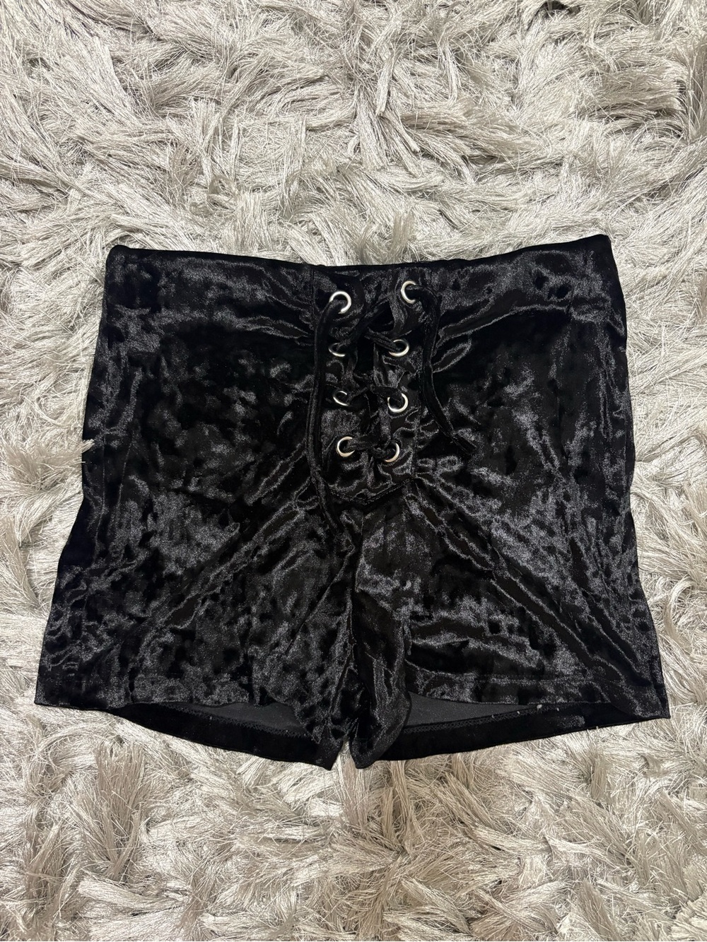 Have Black Velvet High-Waist Lace-Up Women’s Shorts